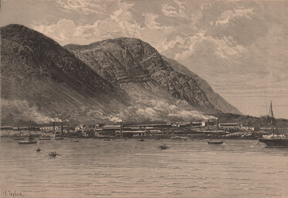 Tocopilla. Chile 1885 old antique vintage print picture